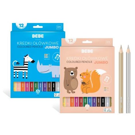 Kredki ołówkowe Interdruk Bebe Kids Jumbo trójkątne, 12 kolorów