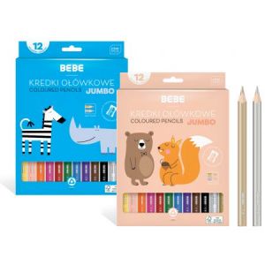 Kredki ołówkowe Interdruk Bebe Kids Jumbo trójkątne, 12 kolorów
