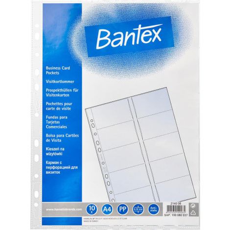 Koszulki na wizytówki A4/8 Bantex, 10szt