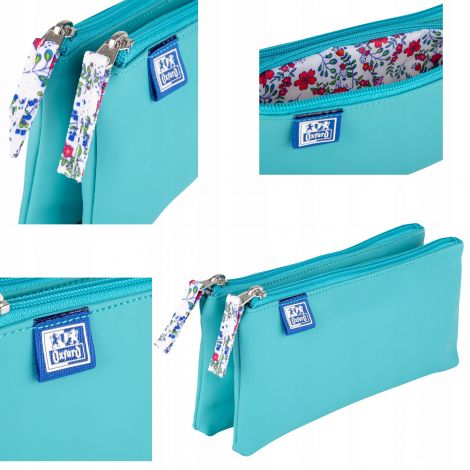 Piórnik saszetka Oxford Girl Floral Turkus Pastel - 3