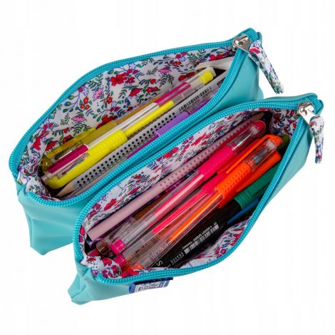 Piórnik saszetka Oxford Girl Floral Turkus Pastel - 2