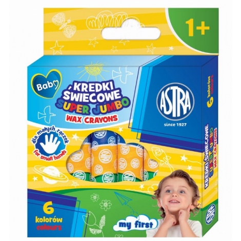 Kredki świecowe Astra Jumbo, 6 kolorów