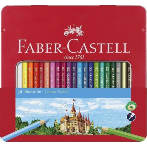 Kredki ołówkowe Faber-Castell sześciokątne, 24 kolory, opakowanie metalowe