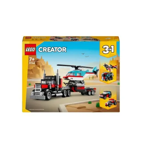 LEGO Creator 31146 3w1 Ciężarówka z platformą i helikopter