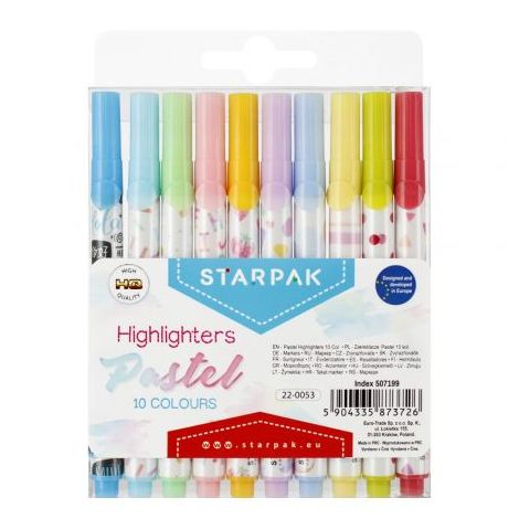 Zakreślacze Starpak Pastel,  10 kolorów