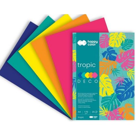 Blok Happy Color Deco Tropic A4/20/170g 5 kolorów