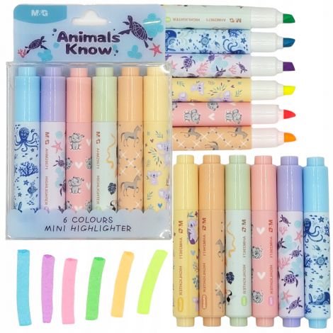 Zakreślacze M&G Animal Planet Mini, 6 kolorów - 2