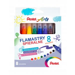 Zestaw pisaków Pentel Arts, 8 kolorów, spieralne