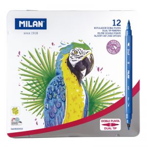 Pisaki pędzelkowe Milan dwustronne, 12 kolorów