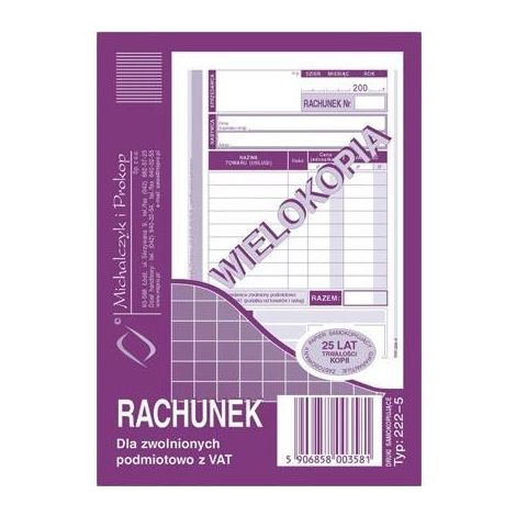 Druk MiP Faktura dla Zwolnionych z VAT wielokopia A6/80