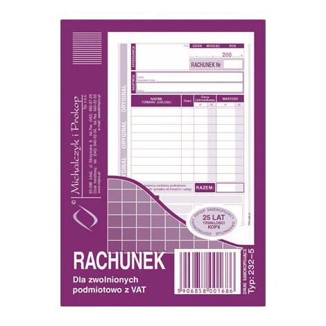 Druk MiP Faktura dla Zwolnionych z VAT A6/80