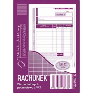 Druk MiP Faktura dla Zwolnionych z VAT A6/80