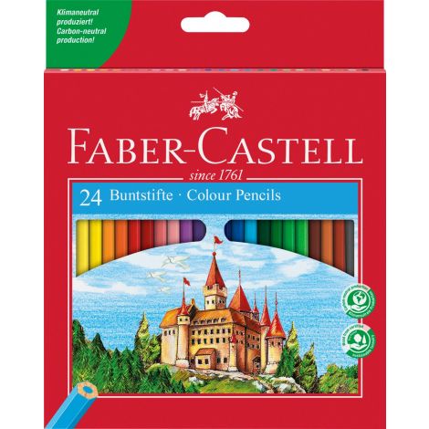 Kredki ołówkowe Faber-Castell Zamek sześciokątne, 24 kolory