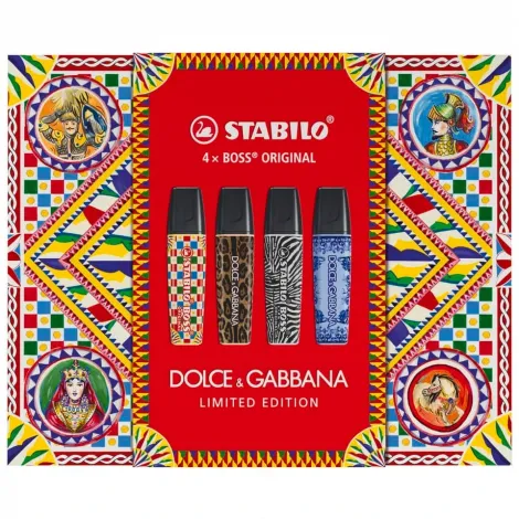 Zakreślacze Stabilo Boss x Dolce&Gabbana, 4 kolory, Edycja Limitowana