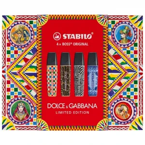 Zakreślacze Stabilo Boss x Dolce&Gabbana, 4 kolory, Edycja Limitowana