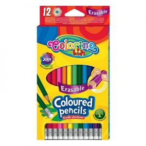 Kredki ołówkowe Colorino zmazywalne z gumką, 12kol