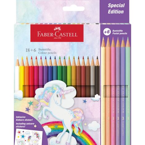 Kredki ołówkowe Faber-Castell Unicorn sześciokątne, 24 kolory