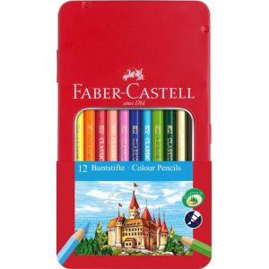 Kredki ołówkowe Faber-Castell Zamek sześciokątne + etui, 12 kolorów