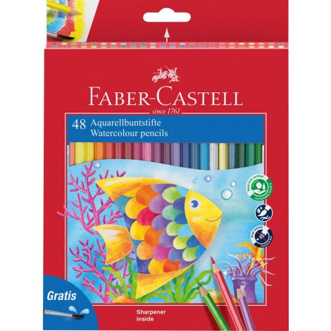 Kredki akwarelowe Faber-Castell Rybka, 48 kolorów