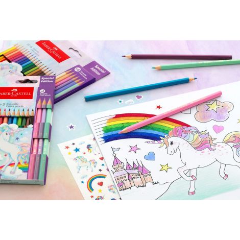 Kredki ołówkowe Faber-Castell Unicorn sześciokątne, 13 kolorów - 3
