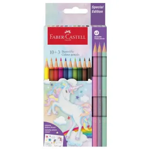 Kredki ołówkowe Faber-Castell Unicorn sześciokątne, 13 kolorów
