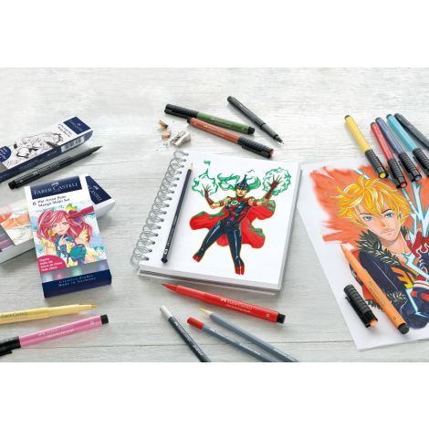 Zestaw pisaków pędzelkowych Faber-Castrell Pitt Artist Pen Manga Shojo, 6 kolorów - 3