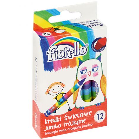 Kredki świecowe Fiorello trójkątne, 12 kolorów
