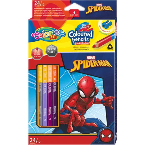 Kredki ołówkowe Colorino Disney dwustronne Spiderman Marvel, 24kol