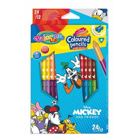 Kredki ołówkowe Colorino Disney dwustronne Myszka Miki, 24kol