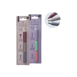 Pisak + zakreślacz + cienkopis 3w1 Interdruk Academy, Multiliner Mix