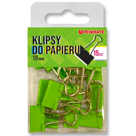 Klip Penmate 19mm 15szt, Zielony