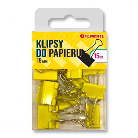 Klip Penmate 19mm 15szt, Żółty