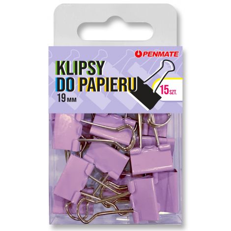 Klip Penmate 19mm 15szt, Fioletowy
