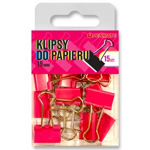 Klip Penmate 19mm 15szt, Różowy