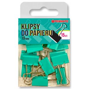 Klip Penmate 19mm 15szt, Turkusowy