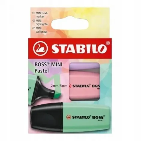 Zakreślacze Stabilo Boss Mini Pastel, 3 kolory