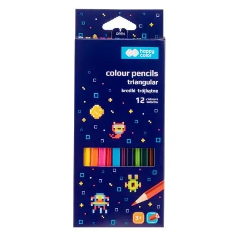 Kredki ołówkowe Happy Color Pixi Planet trójkątne, 12kol