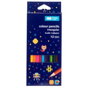 Kredki ołówkowe Happy Color Pixi Planet trójkątne, 12kol