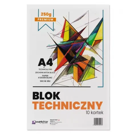Blok techniczny Wektor A4/10ark/250g Biały Premium