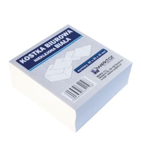 Kostka Papierowa Wektor Biała 85x85x35mm, Nieklejona