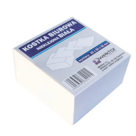 Kostka Papierowa Wektor Biała 85x85x50mm, Nieklejona