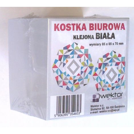 Kostka Papierowa Wektor Biała 85x85x70, Klejona