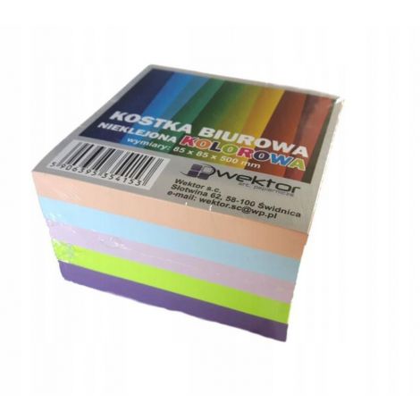 Kostka Papierowa Wektor Kolorowa 85x85x70mm, Nieklejona w kubiku