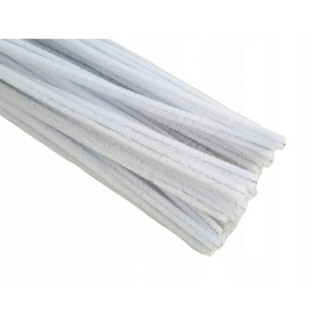 Druciki Kreatywne 50cm Chenille białe 10szt