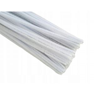 Druciki Kreatywne 50cm Chenille białe 10szt