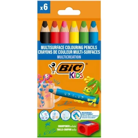 Kredki ołówkowe Bic Kids Jumbo łatwo zmywalne, 6kol