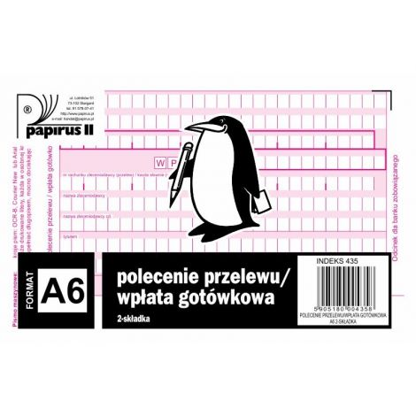 Druk Papirus Polecenie przelewu / wpłata gotówkowa