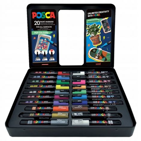 Markery POSCA 20kol zestaw metalowy case - 2