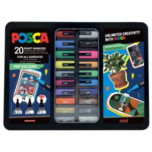 Markery POSCA 20kol zestaw metalowy case