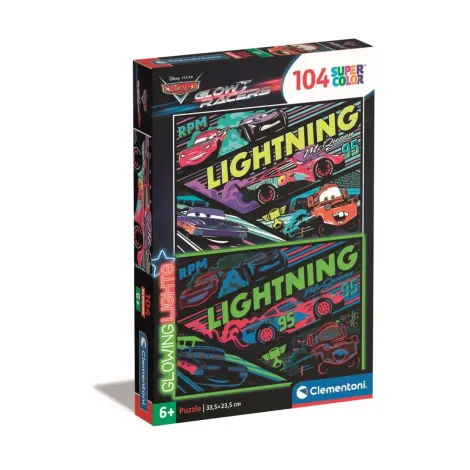 Puzzle Clementoni 104el Glowing Cars Glow Racers McQueen Super Kolor
